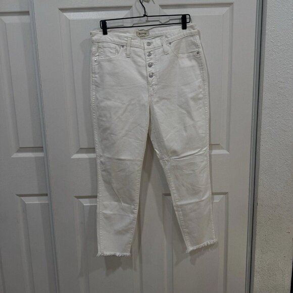 Madewell Jeans Womens Sz 31 10" High Rise Skinny Crop White Button Fly Mom Denim - Picture 3 of 10